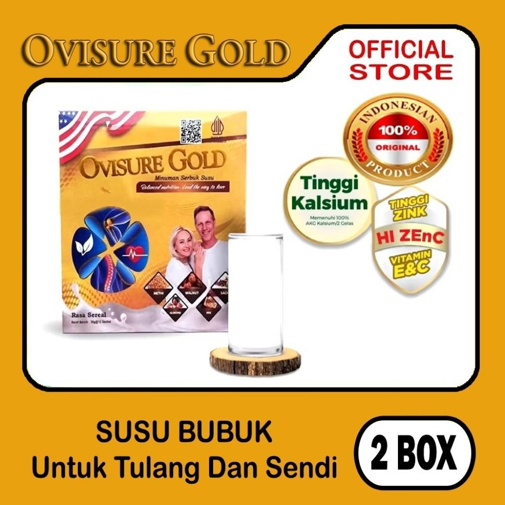 Terlaris Paket Promo 2 Box Ovisure Gold Asli Original Susu Tulang dan Sendi Sehat Terbaik untuk Atas