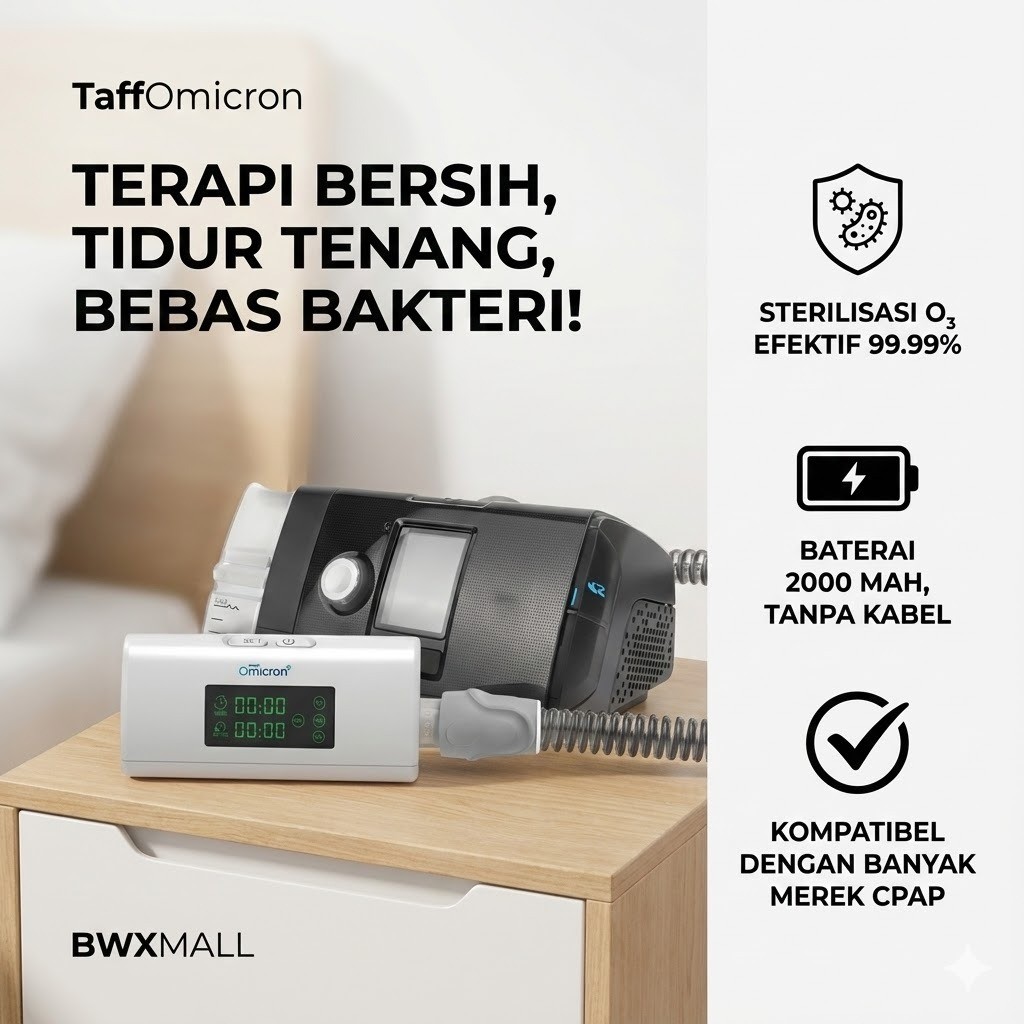 TaffOmicron Pembersih Alat Bantu Napas CPAP Sterilizer Disinfector Portable Ozon O3 Otomatis Pembasm