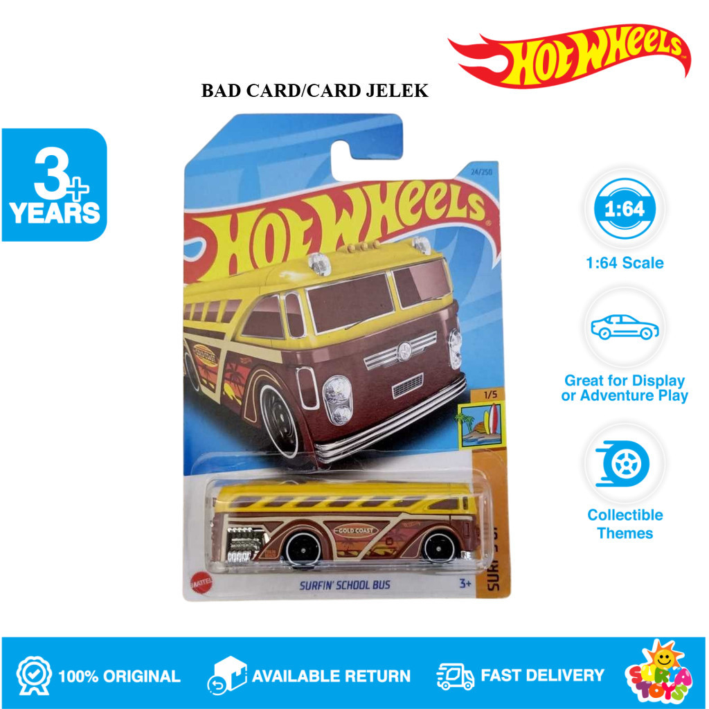 Hot Wheels Surfin School Bus Brown