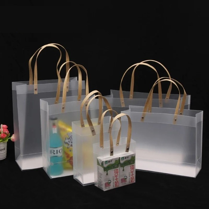 GROSIR Totebag Tote Bag Buram Tali Coklat Tas Mika Plastik PVC Doff Buram Kantong Bungkus Kemasan So
