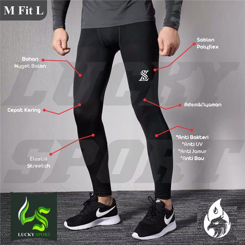 Celana legging leging Panjang LS Polos training futsal gym fitness olahraga Nyaman Brand lokal LS