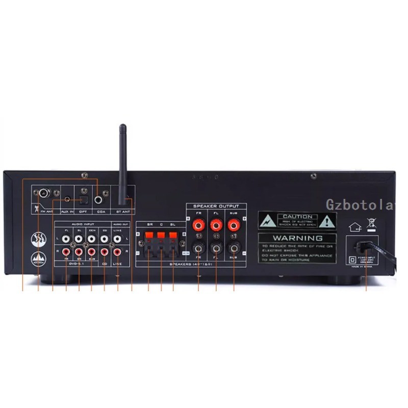 High power 1200W 220V Bluetooth Fiber coaxial Lossless decoding Amplifier 5.1CH Karaoke Digital Surr