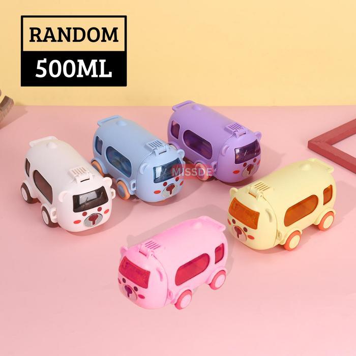 BOTOL MINUM KARAKTER BUS BERUANG 500ML / BOTOL MINUM MOBIL / BOTOL MINUM ANAK / KADO BOTOL HADIAH - 