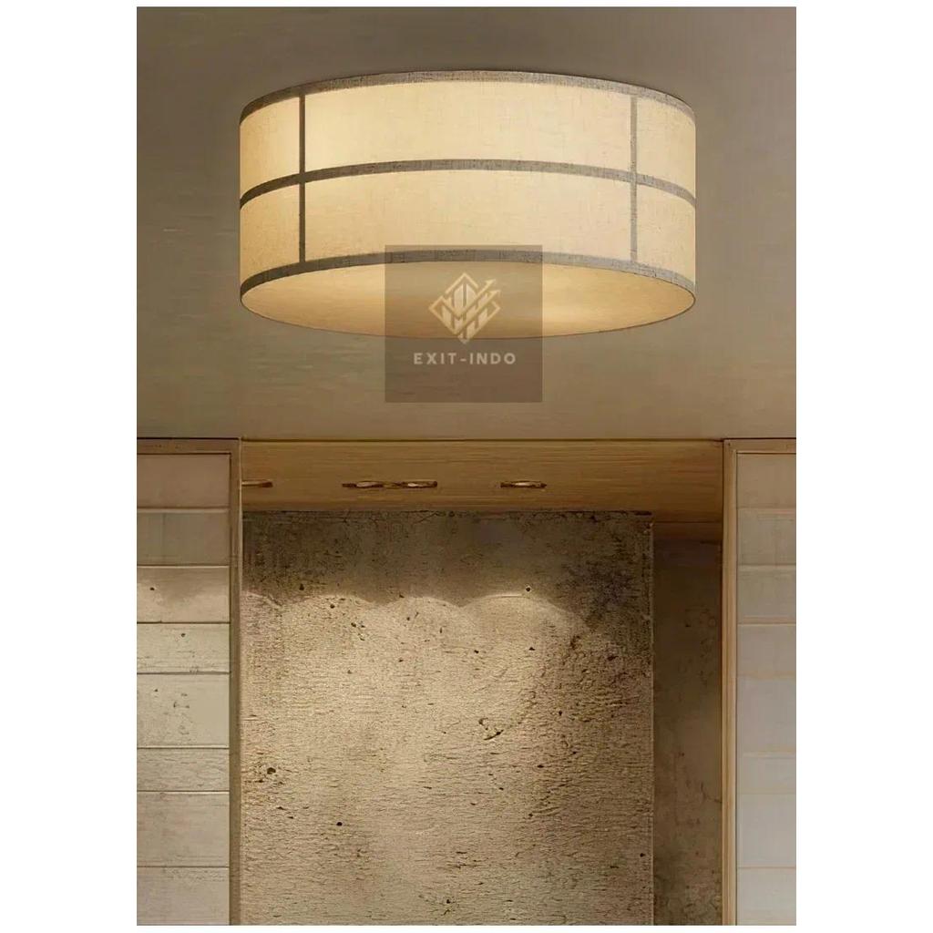 Lampu Plafon Jepang Wabi Sabi untuk Homestay Kamar Tidur Utama Perlengkapan Pencahayaan Kain Lampu G