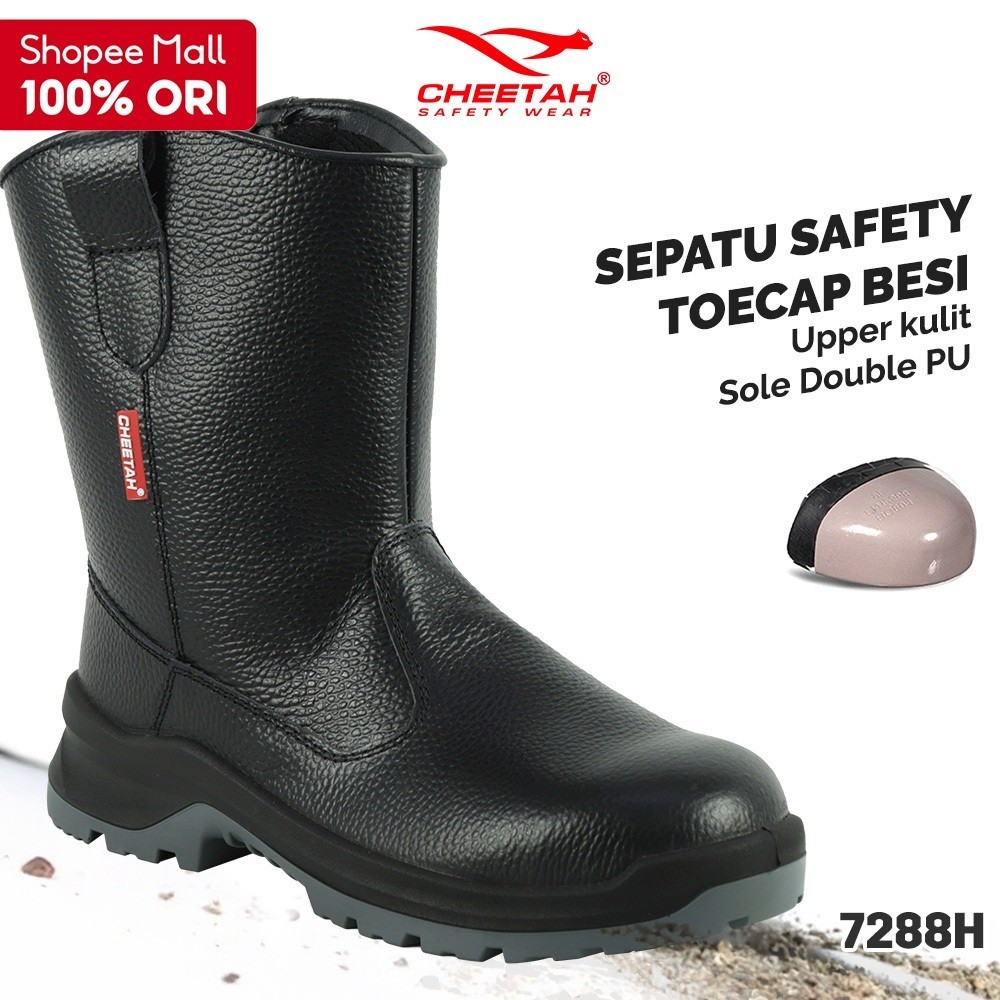Sepatu Safety Cheetah 7288H 7288 H Sepatu Proyek Sepatu Pekerja Ujung Besi Tapak PU Anti Slip Anti A