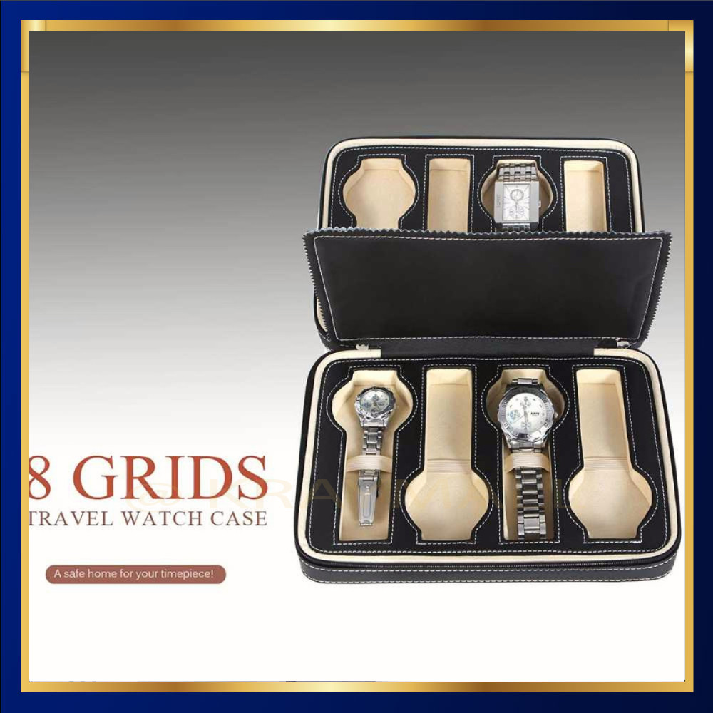 Kotak Jam Tangan Display Box Bahan Kulit 8 Grid - L-001