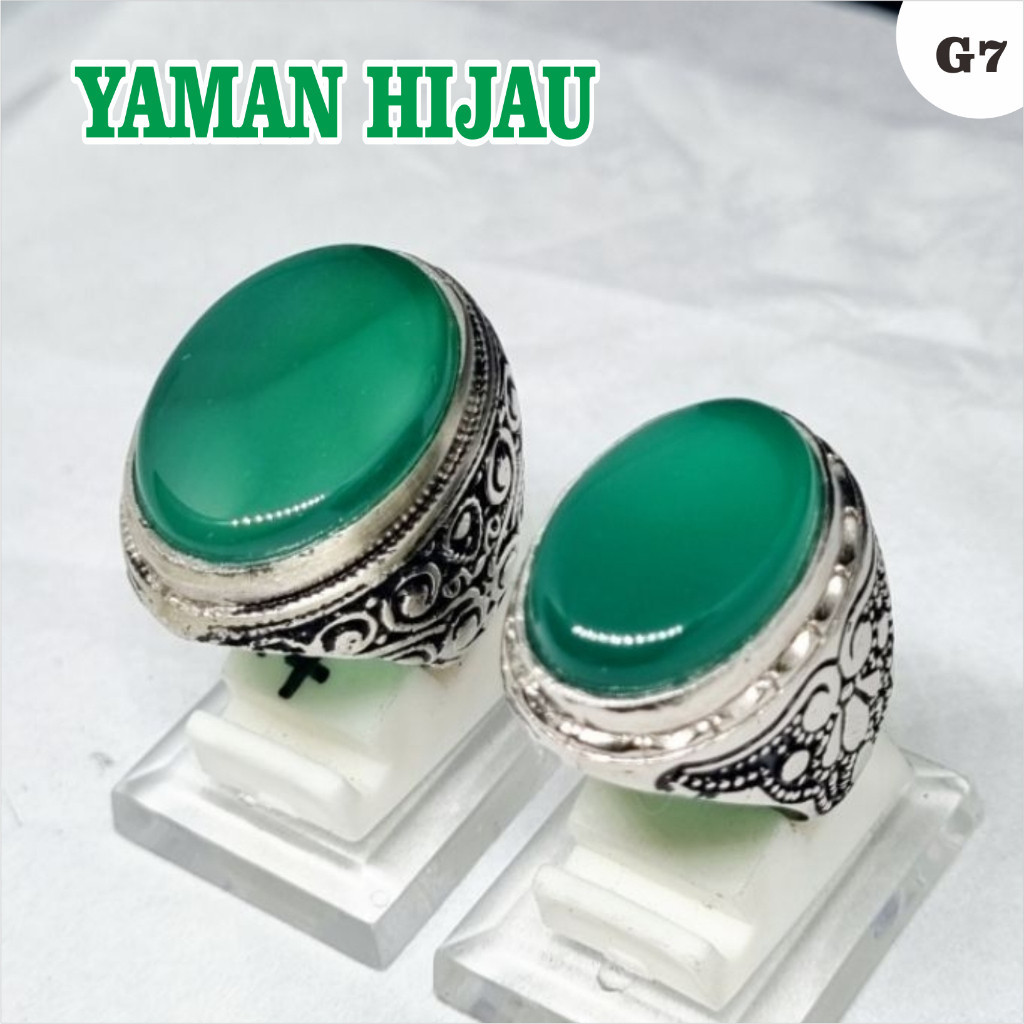 Cincin batu yaman hijau kristal asli original yahman / yahmani / habasy / ahmer / G7 akik 525