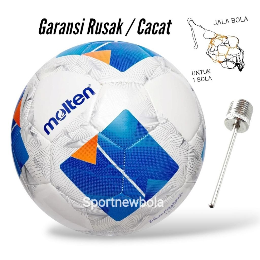Bola Sepak MOLTEN VANTAGGIO Original Size 4 Bonus Pentil Jaring Asli Jahit Bola Kaki No 4 Bola Sepak