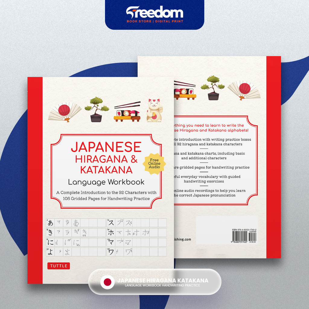 Buku Japanese Hiragana Katakana Workbook | Latihan Menulis Huruf Jepang Pemula | Belajar Kana + Hand