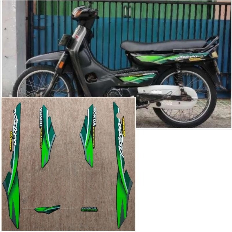 Striping Original Honda Astrea Grand hitam Lis hijau tahun 1996