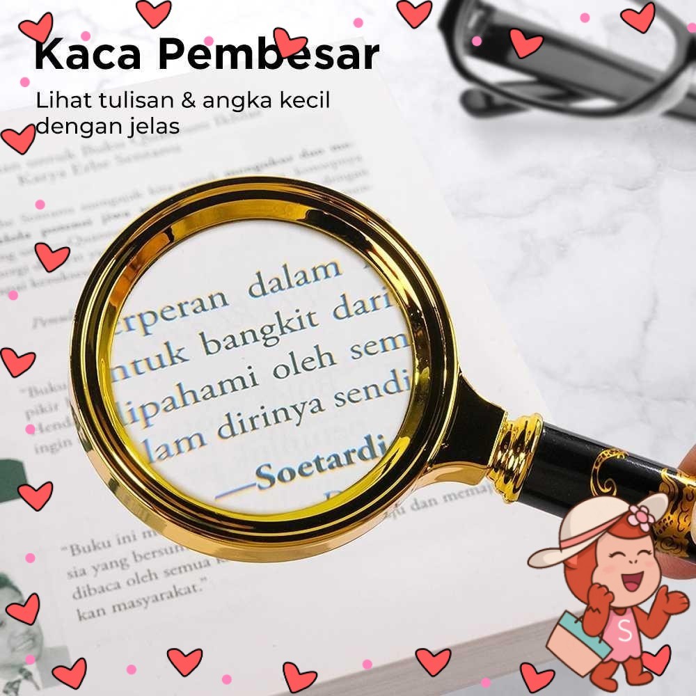 Kaca Pembesar Handheld Magnifying Glass Lup Magnifier 60mm 10X