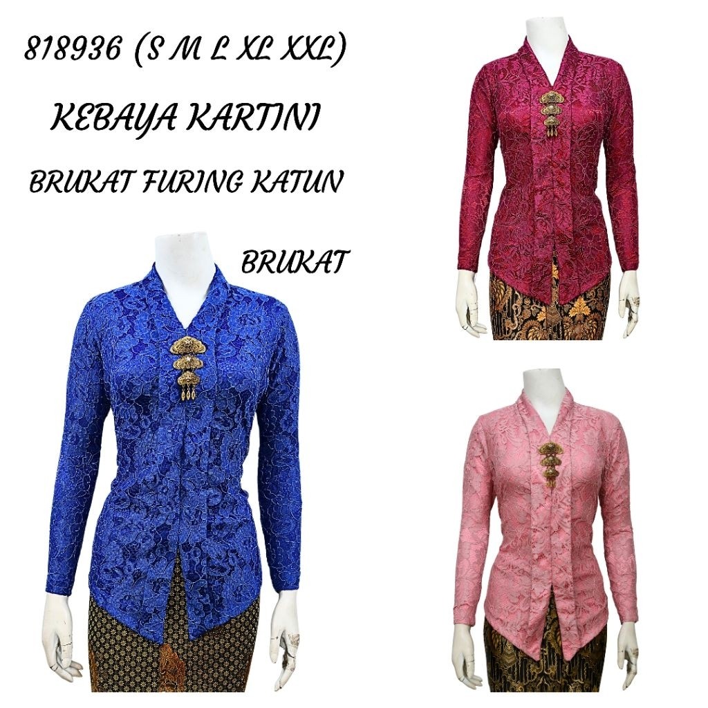 JUANXSHOP Indah KEBAYA BRUKAT KARTINI MODERN LENGAN PANJANG Furing Katun KEBAYA WISUDA KEBAYA KATUN 