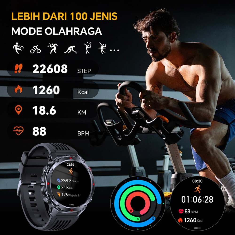 Ready Stock Morein Rock 2 Gps Jam Tangan Smartwatch - Layar Hd 1.46'' Gps + Kompas Altimeter +