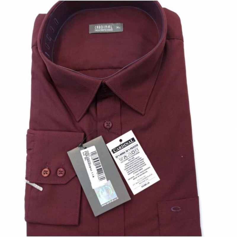 PROMO MURAH CARDINAL Original Kemeja Formal Pria Panjang Maroon FAKAR2094