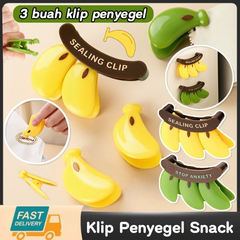 Klip Penyegel Snack Lucu Klip Penjepit Kemasan Makanan Desain Pisang Multifungsi Magnet Kulkas & Ant