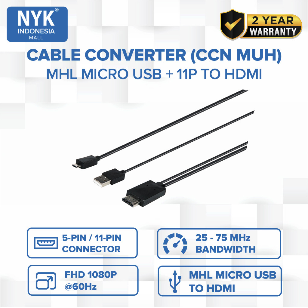 NYK Cable MHL Converter Micro USB 11P To HDMI COD