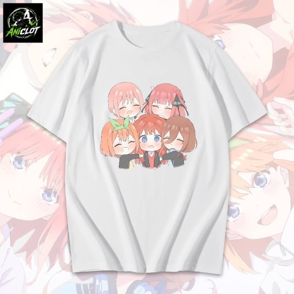 PROMO T-Shirt Kaos Anime Gotoubun no Hanayome Chibi Unisex Bahan Cotton Combed Premium Nyaman