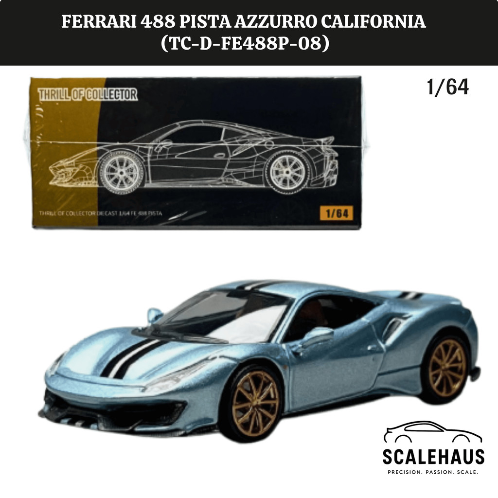 TOC 1/64 Ferrari 488 Pista Azzurro Califonia