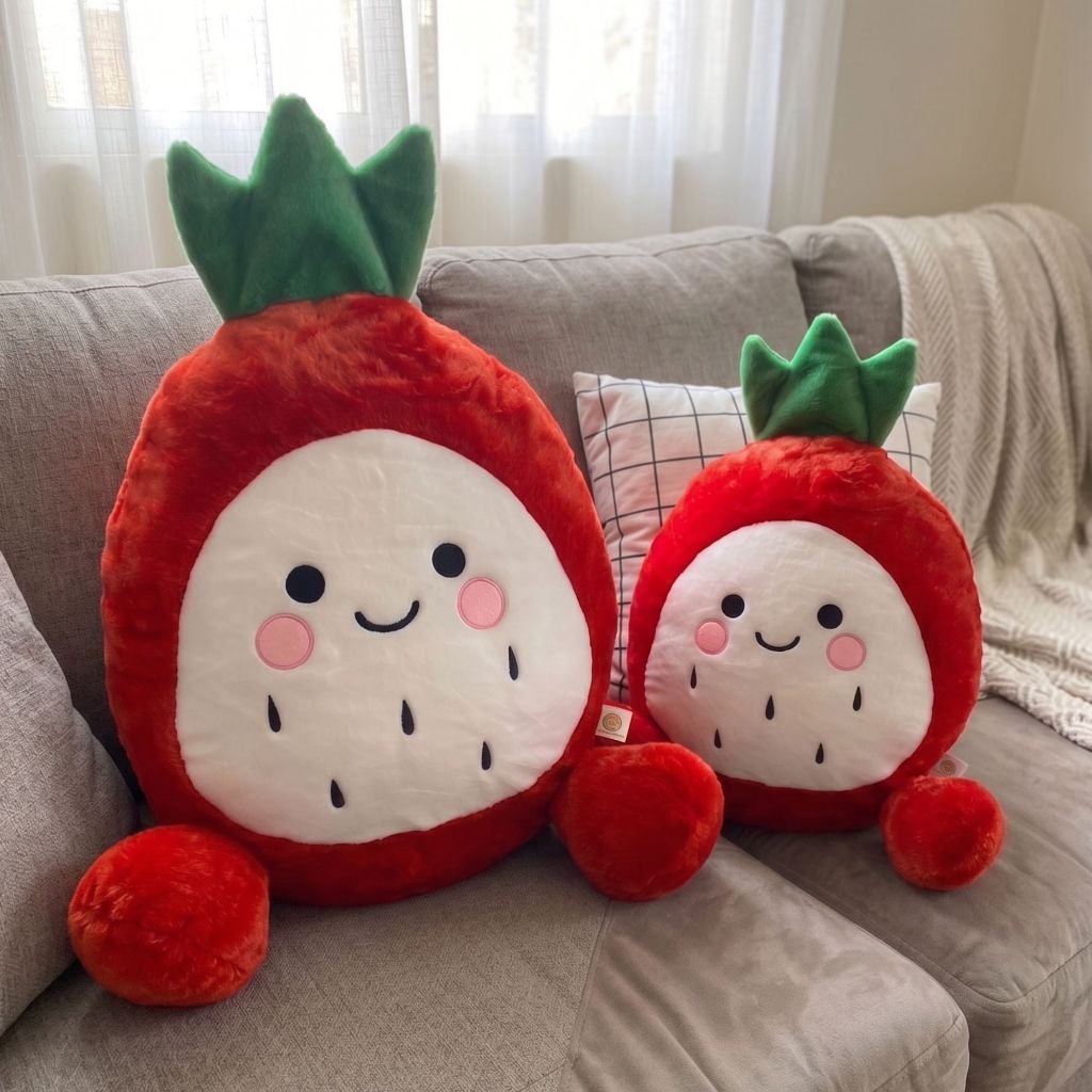 HS/ Bantal Boneka Plush Toys Dragon Fruit Buah Naga Smile Soft Cute