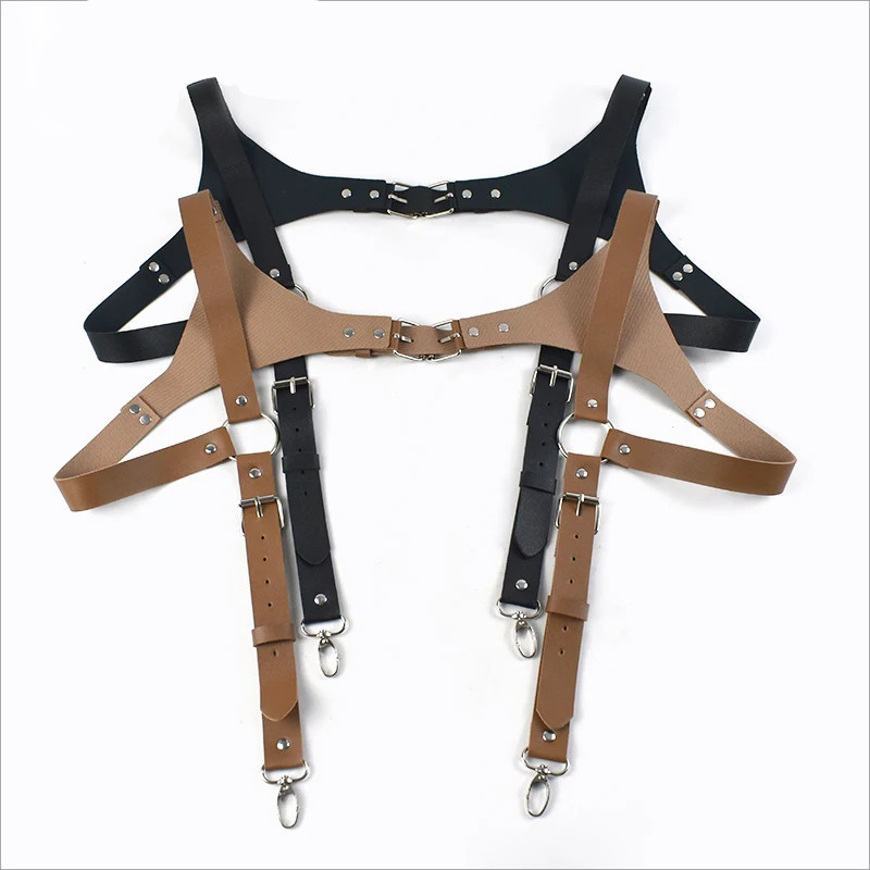 Bretel Pria Kulit Pu Suspender Kulit Dewasa Suspender Kasual Gaya Inggris Suspender Dewasa
