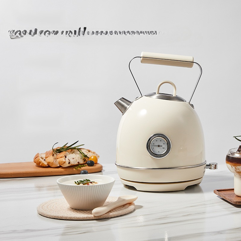 1.8L Retro Thermometer Electric kettle Thermal Insulation Stainless steel Hot Water Tea boil pot Aut