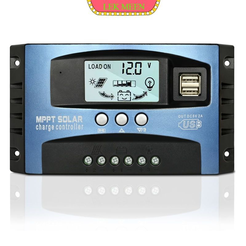 lekmeen- 50A 12V 24V Solar Charge Controller AUTO Dual USB Solar Charge  Discharge Controller