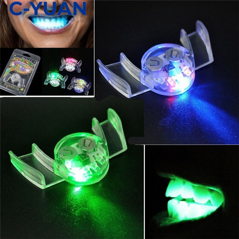 CYUAN Lucu LED Kedip Gigi Behel Penjaga Mulut Halloween Trick Mainan Pesta Props