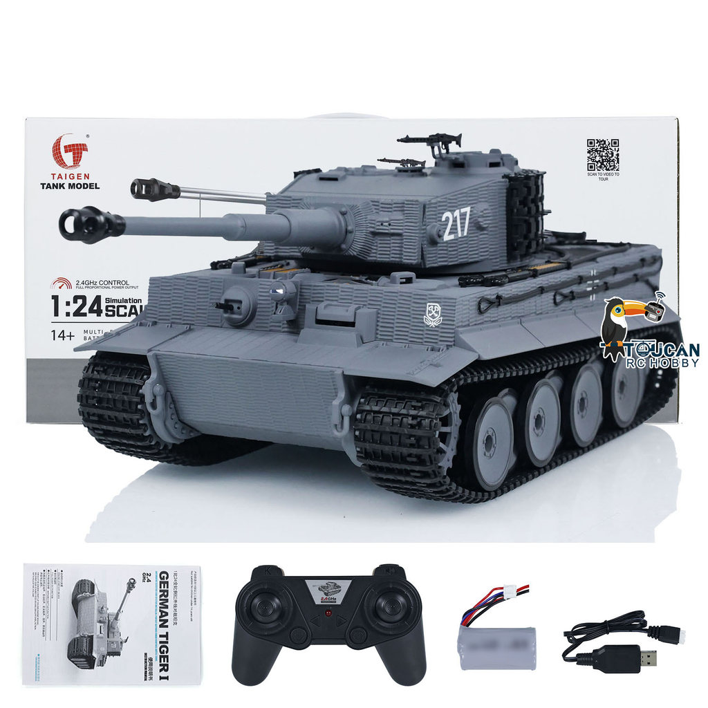 Tiger 1/24 RC Battle Tank I Taigen Rao Control Military RC Tank Model Infrared Combat Car Vehicle RC