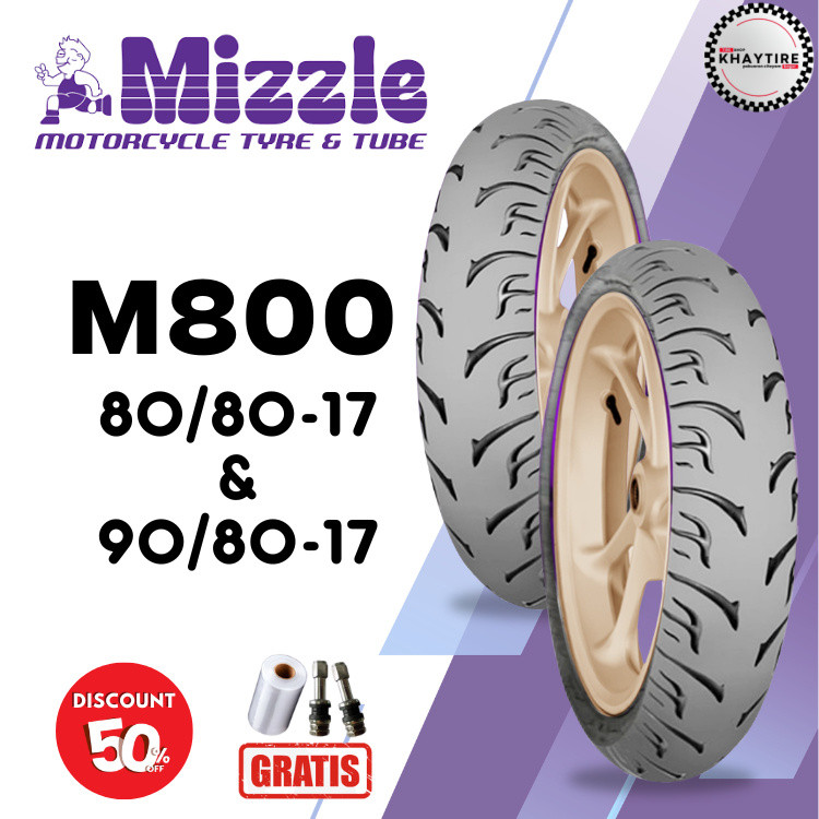 SEPASANG Ban Motor MIZZLE M800 80/80 & 90/80 RING 17 Tubeless