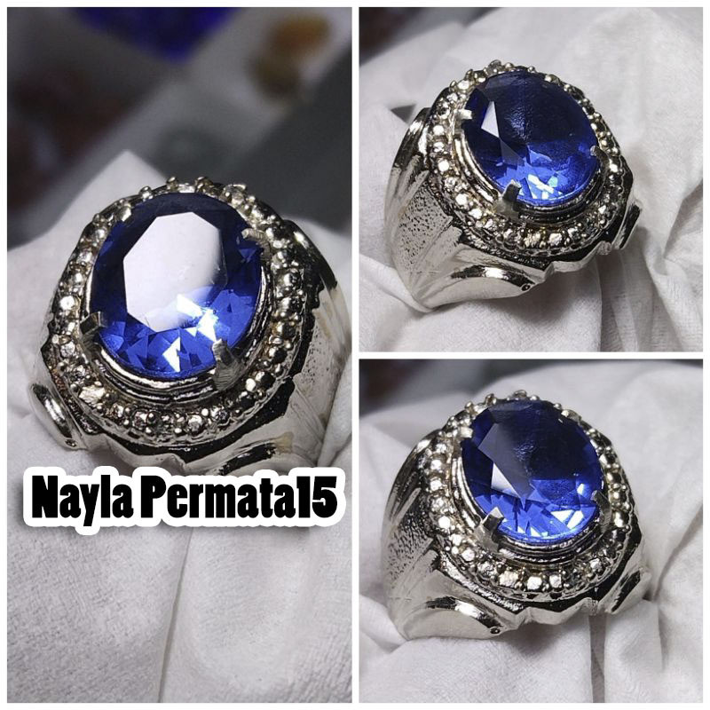 cincin batu blue safir cutting 525