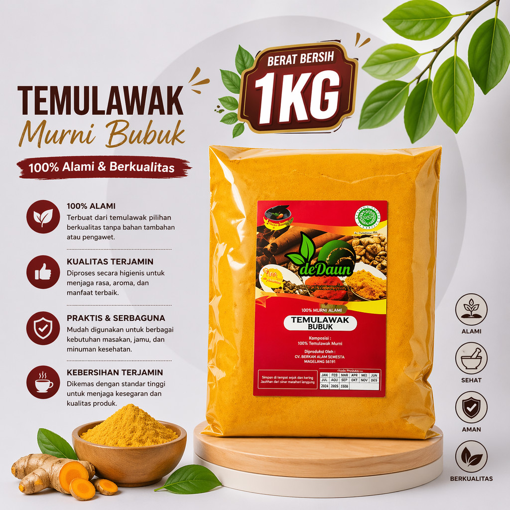 Temulawak bubuk 1kg / Temulawak Murni / Temulawak Instan