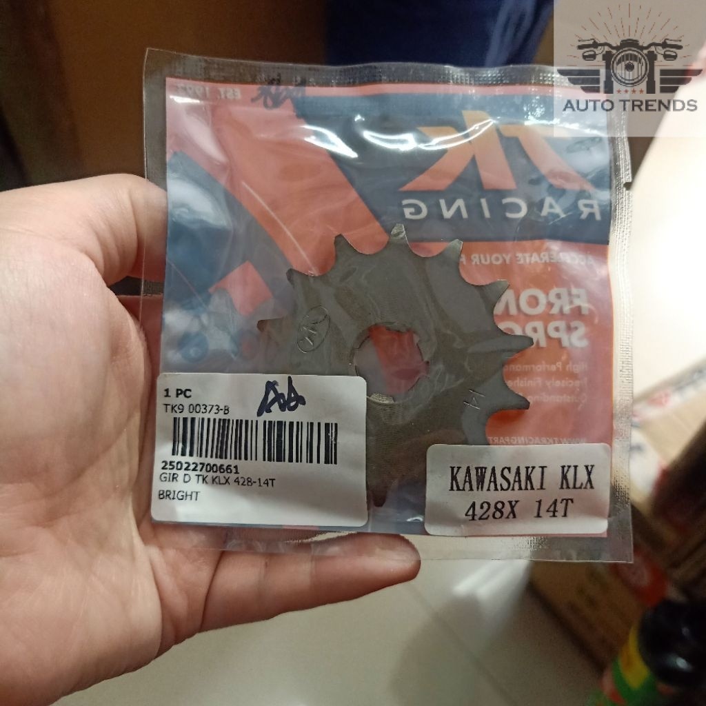 Gear gir depan 428 TK Racing untuk KLX 150 ukuran 13 14 15 16