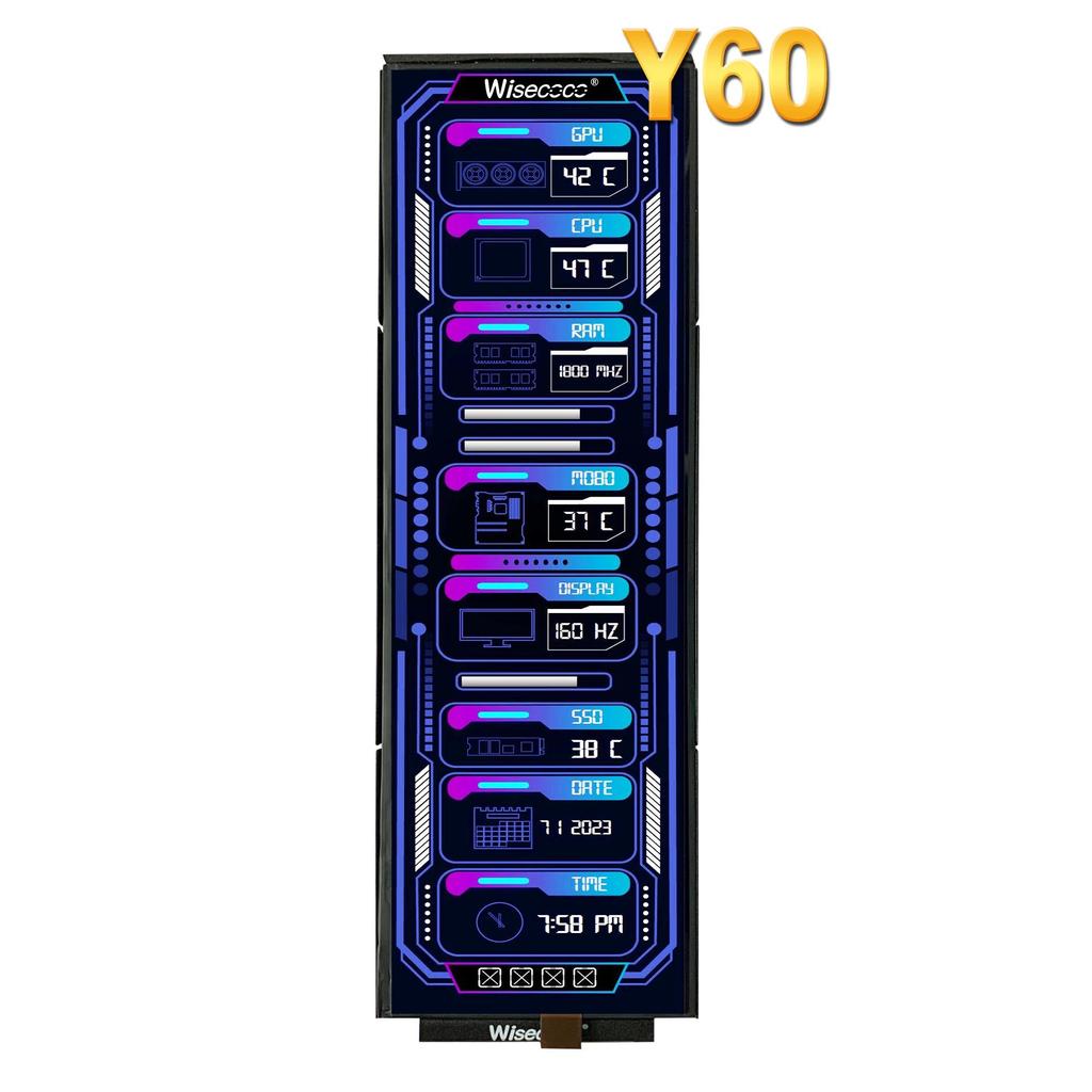 Wisecoco 12.6 inch Portable Monitor PC gamer Auxiliary LCD splay velocity CPU GPU Temperature Monito