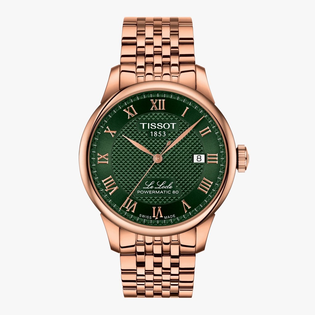Tissot Le Locle Auto Green Dial Diamond Bracelet 39.3mm Jam Pria T0064073309300