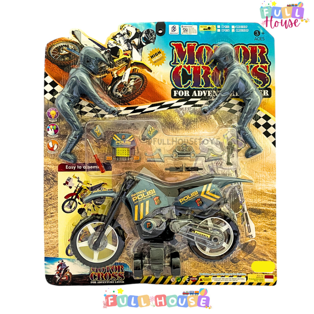 MAINAN MOTOR CROSS MOTOR TRAIL ANAK MAINAN MOTOR BONGKAR PASANG ANAK MIANAN MOTOR PATROLI POLISI