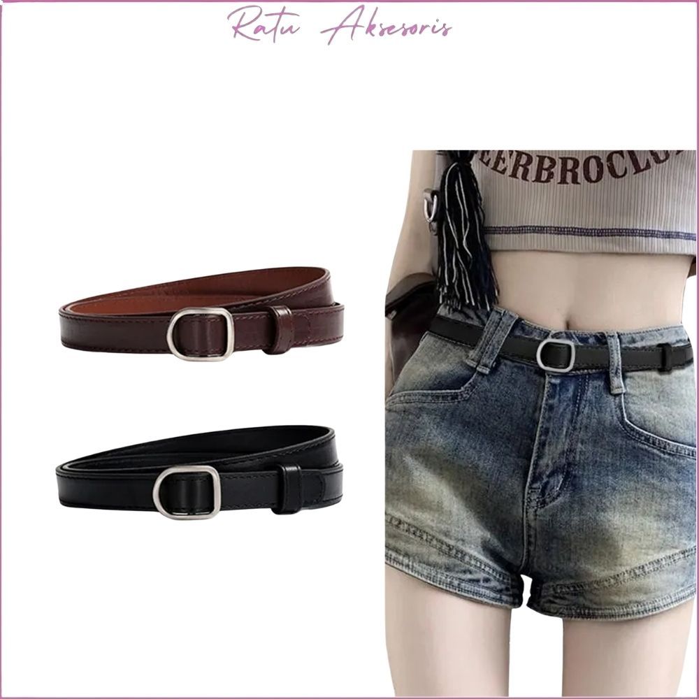 RA - IKAT PINGGANG WANITA D-RING BUCKLE RETRO SABUK PINGGANG KECIL CASUAL FASHION KOREA BELT MINIMAL