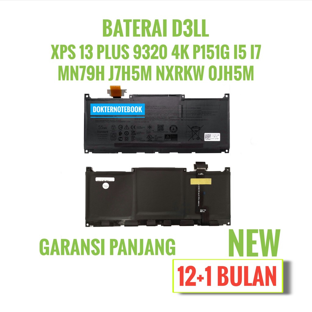 MN79H Laptop Battery 55Wh 11.55V Compatible with D3LL XPS 13 Plus 9320 / XPS 9320 / XPS 13 9340 Seri