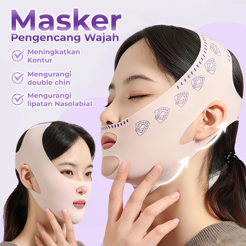 Masker Pengencang Wajah 3D V Shape Penirus Pipi Pelangsing Wajah Alat Pengangkat Double Chin Masker 