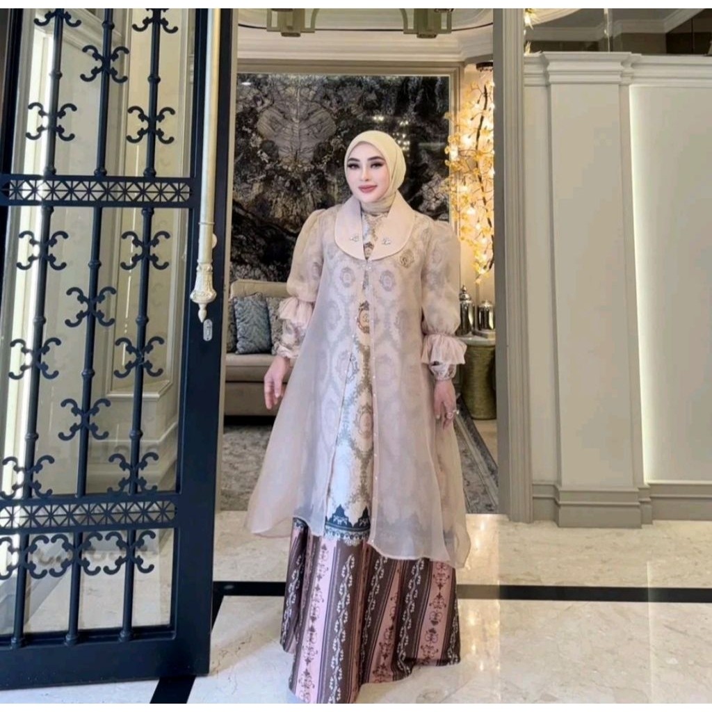 Dress Gamis Set Outet Shellasaukia Baju Muslim Wanita Mewah Lebaran Kondangan Pesta