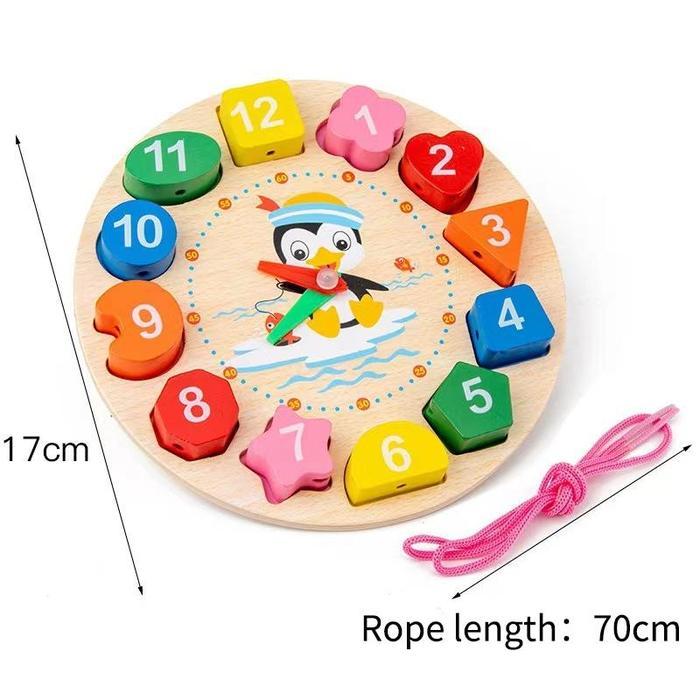 Mainan Anak-anak Puzzle Jam 3D/Bola Mini/Gambang Pendidikan Dasar Puzzle Kayu Montessori Sensorik Ka
