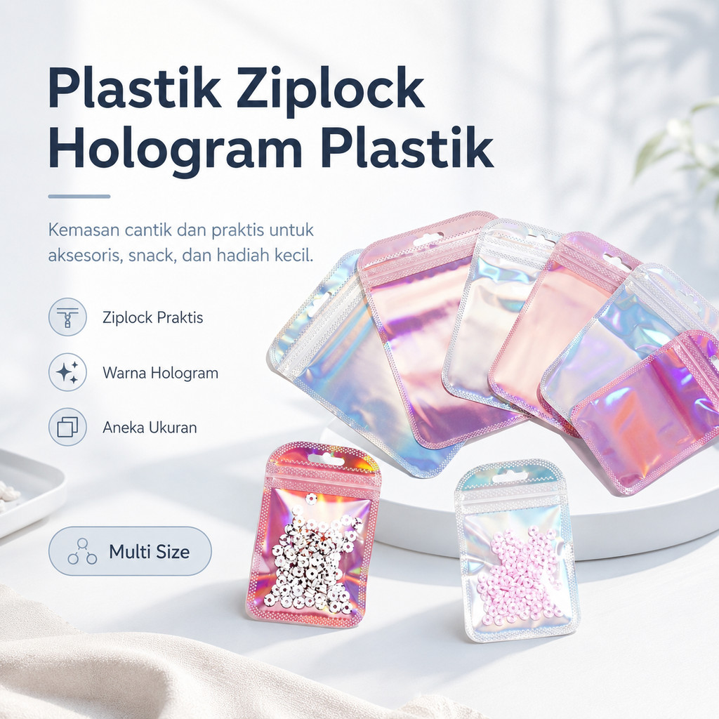 Plastik Ziplock Hologram Plastik Klip Ziplock Plastik Warna Warni Wadah Perhiasan Karet Jepit Bumbu 