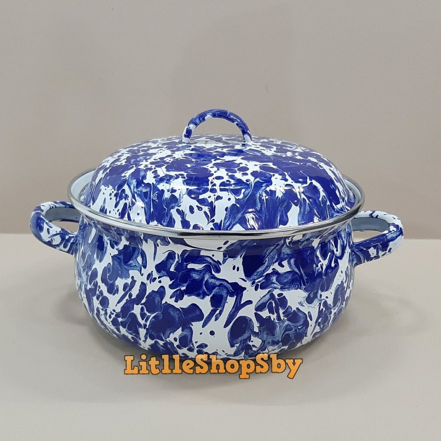 Panci Enamel Biru Blirik 24cm Ukuran Besar