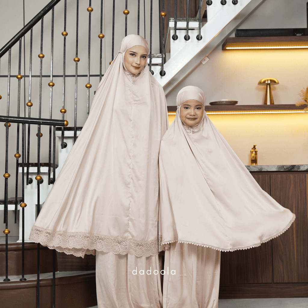 PROMO Premium Couple Armani Silk Mukena with Exclusice Lace Premium - Armani Series / Mukena Couple 