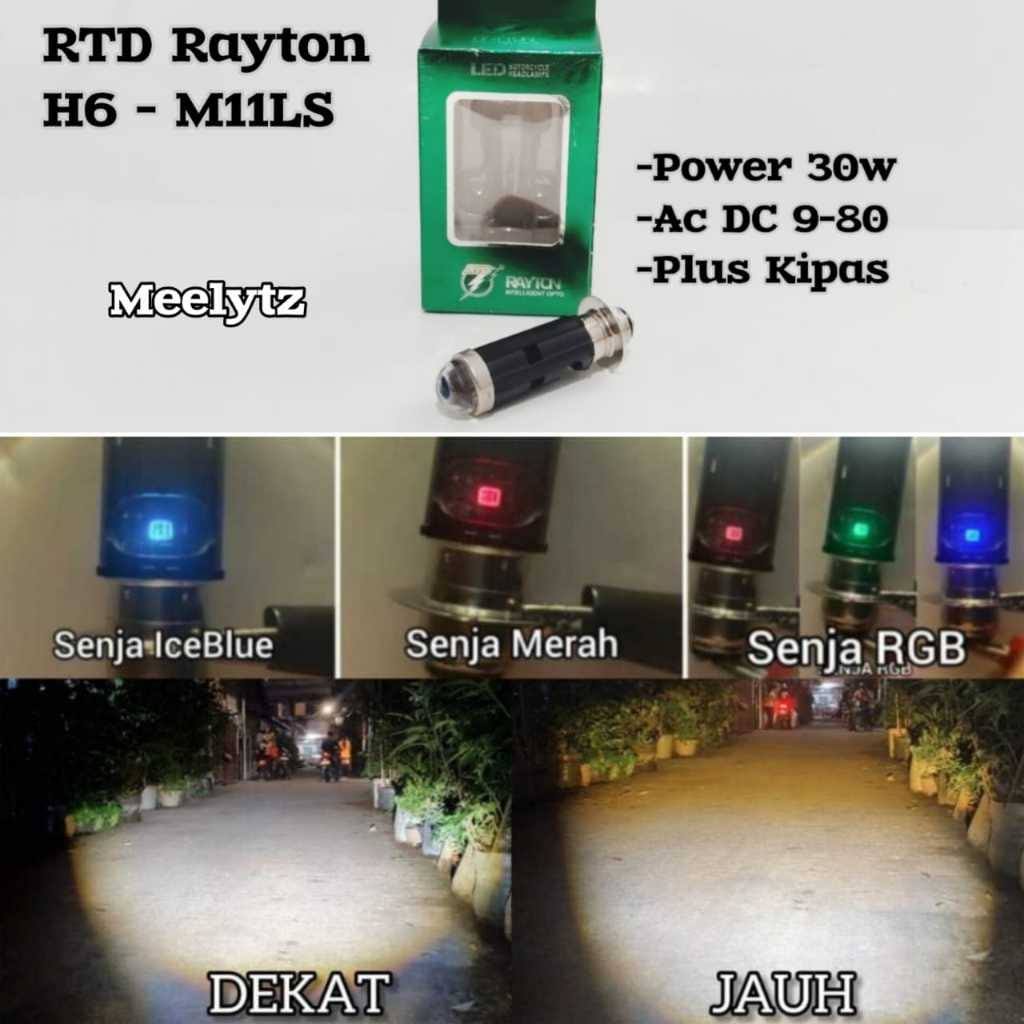 RTD M11LS - Lampu Utama H6 RTD Rayton plus senja RGB Jauh Dekat D3 Putih Kuning