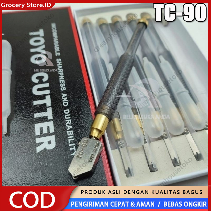 Pisau Potong Kaca Toyo TC-90 Asli Jepang | Alat Pemotong Kaca Tajam Presisi | Tahan Lama Potong Kaca