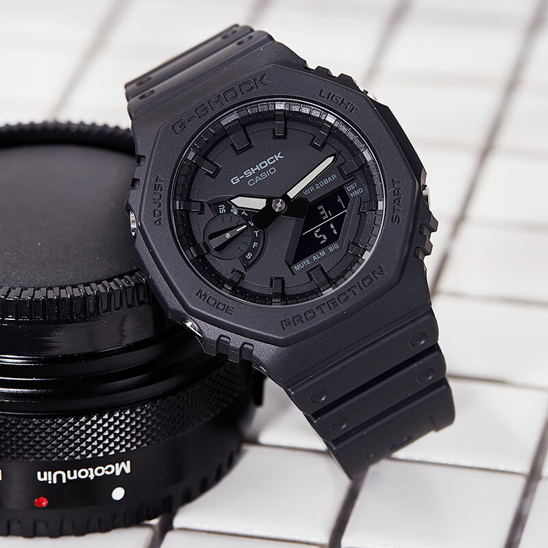 CASIO G-SHOCK JAM TANGAN PRIA GA-2100-1A1 ORIGINAL Bahan karet Tali jam berwarna hitam Kaca mineral