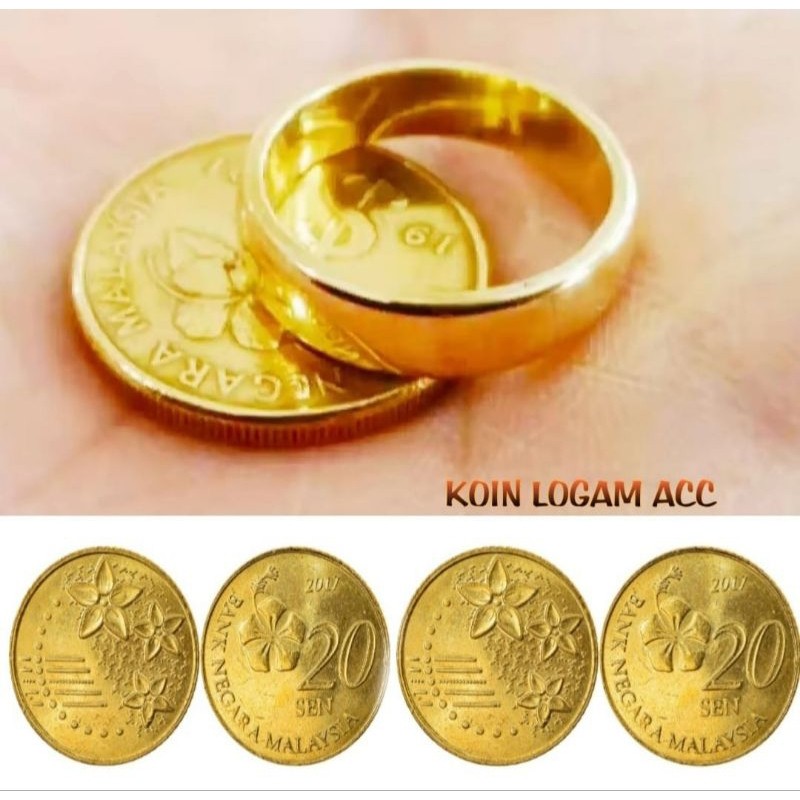 New Cincin Polos Terbuat dari bahan Koin Malaysia Berlapis Emas ANTI KARAT