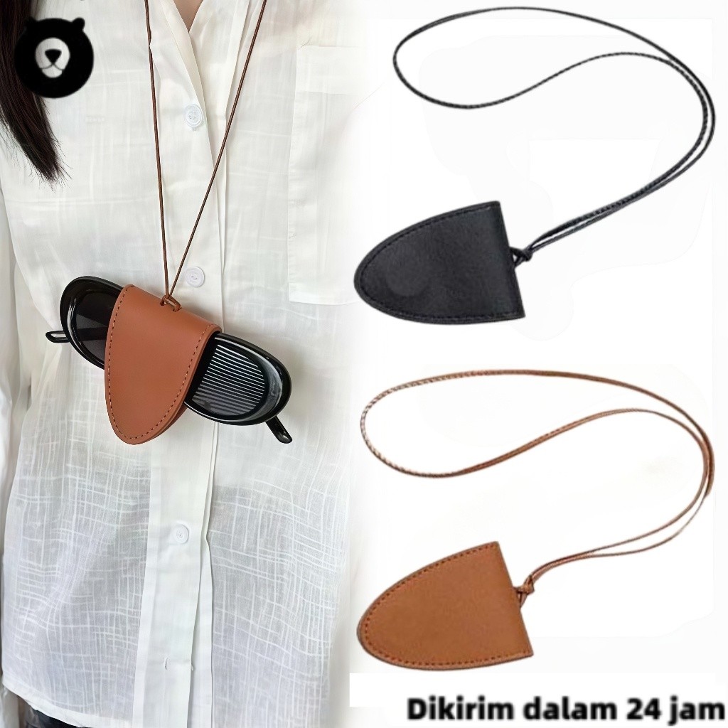 Tempat Gantung Kacamata Magnet Kulit Pouch Kacamata Gantung Portable Tempat Penyimpanan Kacamata