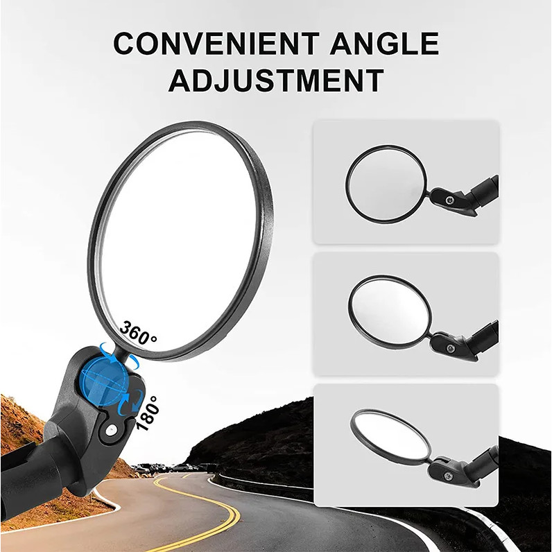 Kaca Spion Sepeda Bike Rearview Mirror Foldable Convex 1 Pasang - Spion Sepeda Lipat Cembung Rotasi 