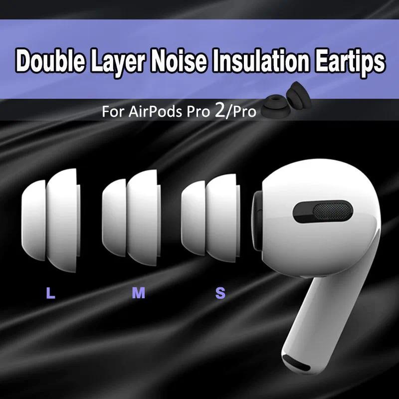 Upgrade Double Layer Noise ulation Eartips For Apple AirPods Pro 2 Silicone Ear tips Anti Slip Earbu